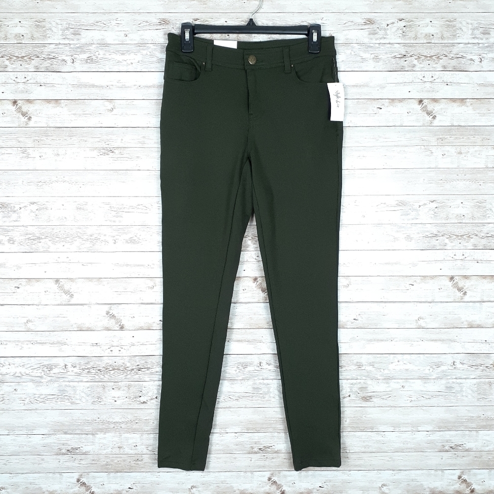 Style & Co Womens Pants 5 Pocket Ultra Skinny Olive A